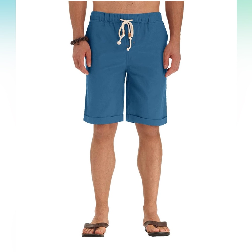 NWT, XL NITAGUT Men's Linen Casual Classic Fit Short Drawstring Summer Shorts.